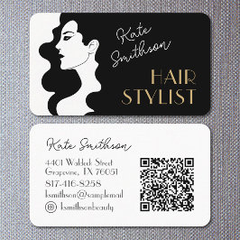 Tarjeta De Visita Personalizado estilo cabello moderno código QR y m