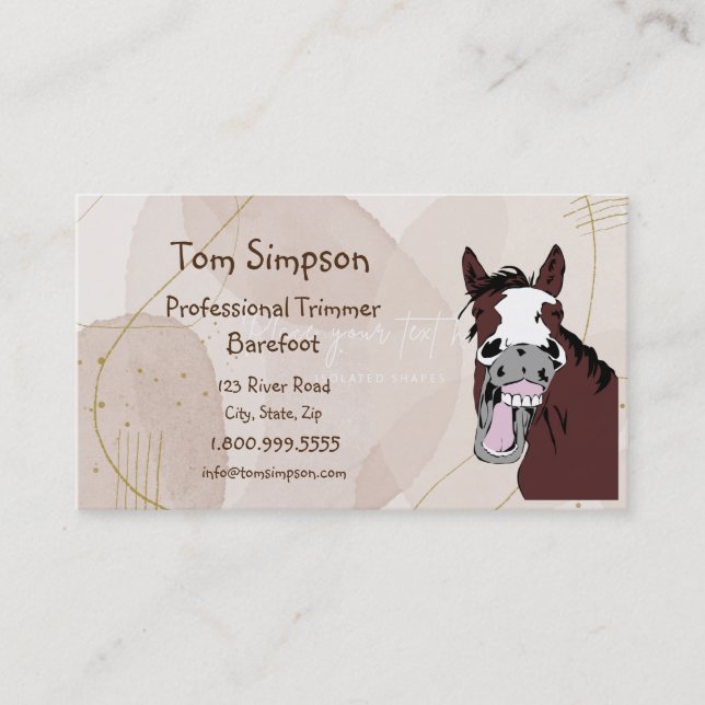Tarjeta De Visita Personalizado Farrier Trimmer Happy Horse Business (Anverso)