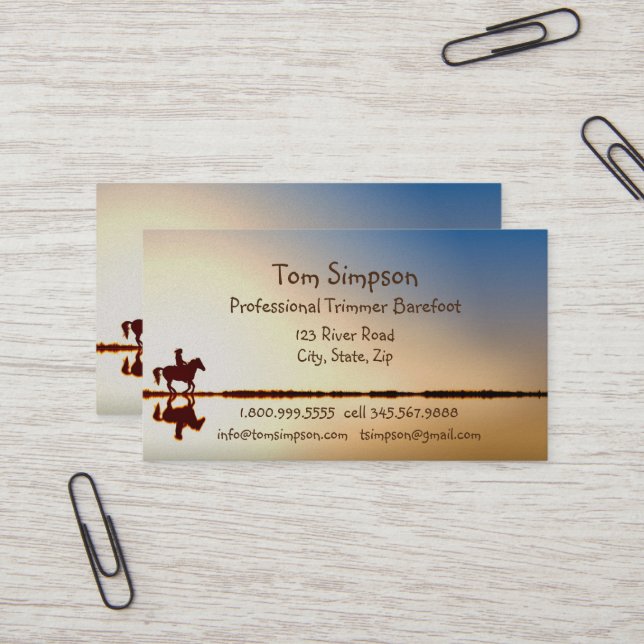 Tarjeta De Visita Personalizado Farrier Trimmer Horse Riendo Cuidado (Anverso/Reverso In Situ)