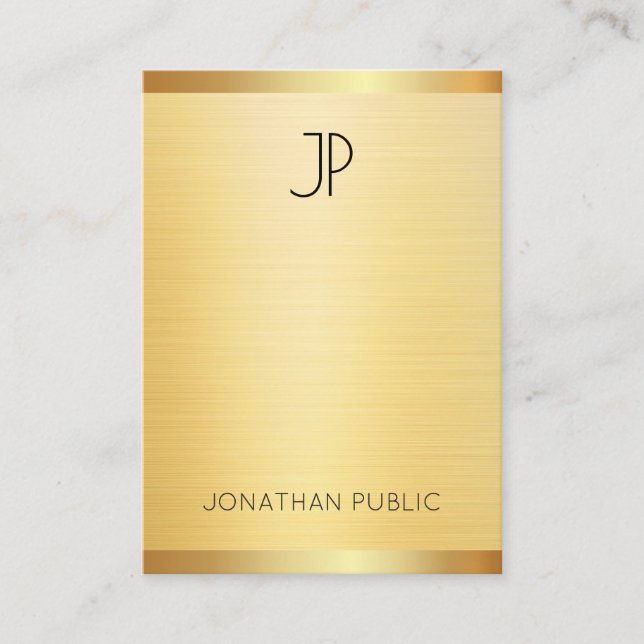 Tarjeta De Visita Personalizado Faux Gold Elegant Professional Templ (Anverso)