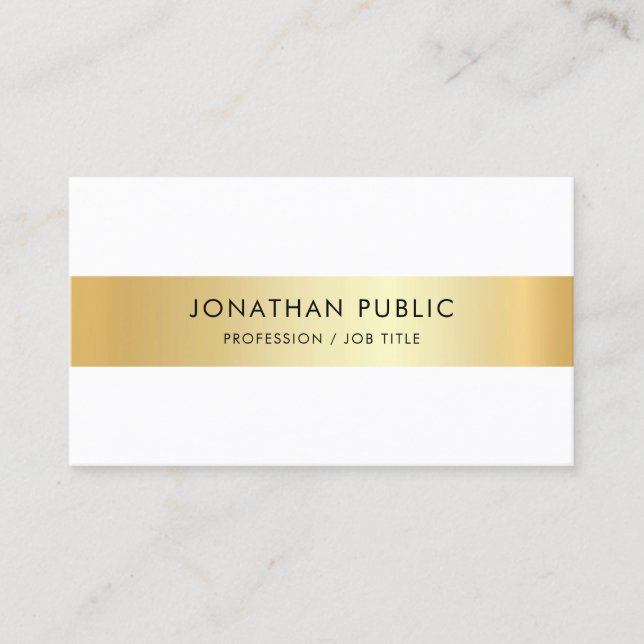 Tarjeta De Visita Personalizado Faux Gold Elegant Professional Templ (Anverso)