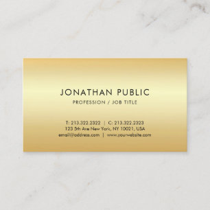 Tarjeta De Visita Personalizado Faux Gold Elegant Sencilla plantilla