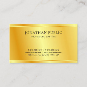 Tarjeta De Visita Personalizado Faux Gold Metallic Look Moderno
