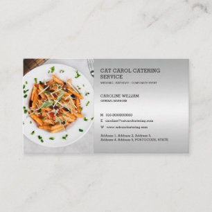Tarjeta De Visita Personalizado Faux Silver Comida formal Restauraci