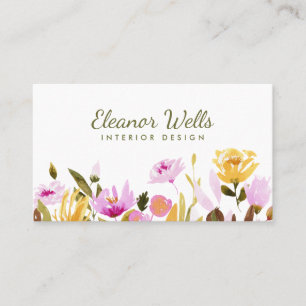 Tarjeta De Visita Personalizado floral acuarela elegante