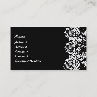 Tarjeta De Visita Personalizado floral blanco y negro elegante del