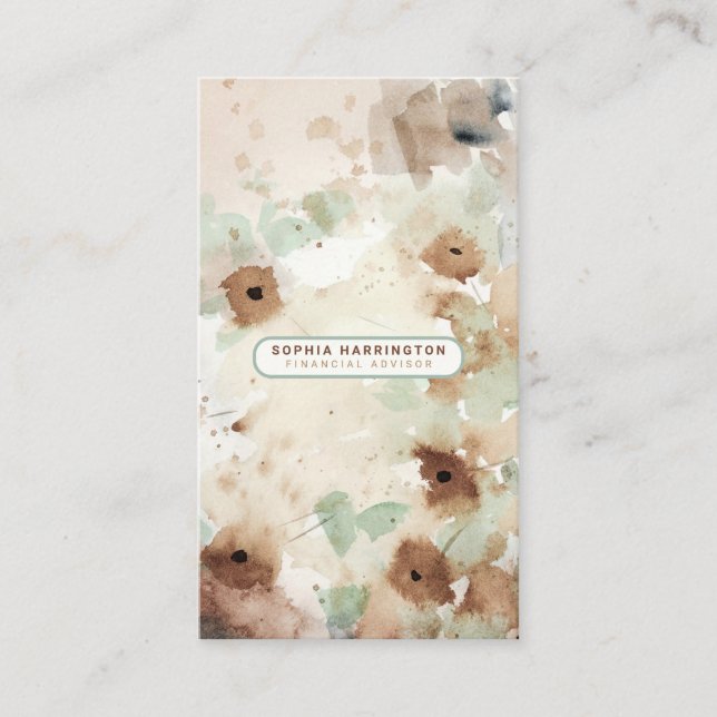 Tarjeta De Visita Personalizado floral Boho Código QR Busi neutro es (Anverso)