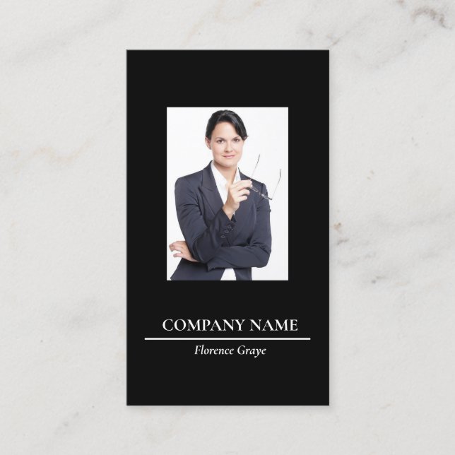 Tarjeta De Visita Personalizado foto corporativa negro (Anverso)