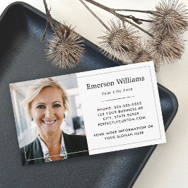 Tarjeta De Visita Personalizado foto logo blanco borde delgado blanc