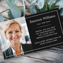 Tarjeta De Visita Personalizado foto logo borde blanco delgado elega