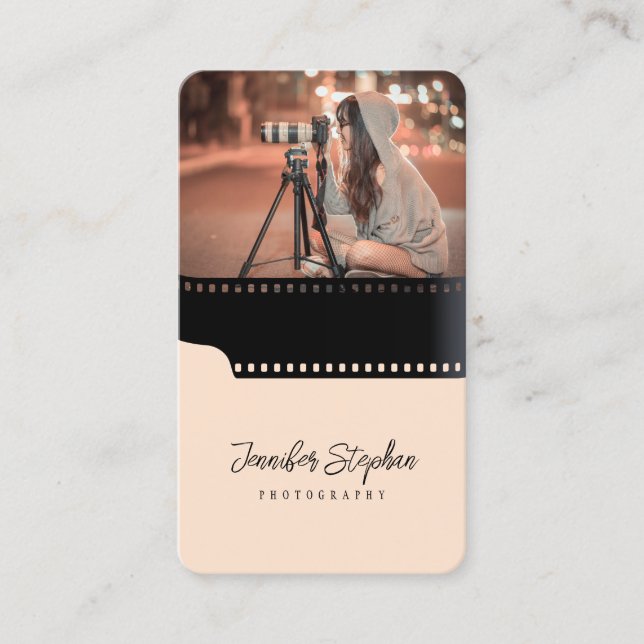 Tarjeta De Visita Personalizado Foto QR Código Rodal Fotógrafo de mo (Anverso)