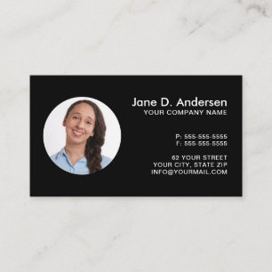 Tarjeta De Visita Personalizado foto y logotipo profesional negro el