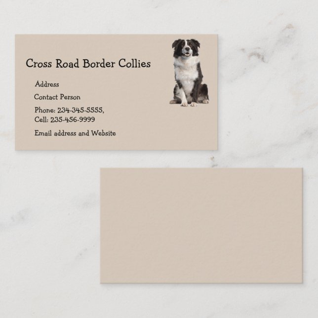 Tarjeta De Visita Personalizado Frontera Collies Perro Mascota Logot (Anverso / Reverso)