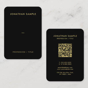 Tarjeta De Visita Personalizado Fuente de oro Código QR Negro Premiu