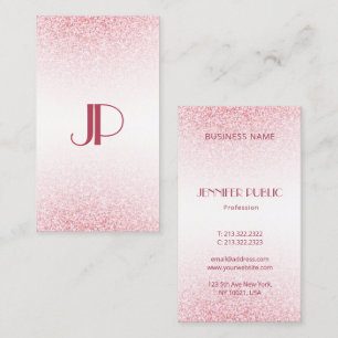 Tarjeta De Visita Personalizado Glitter Rosa Moderno de Oro Rosa