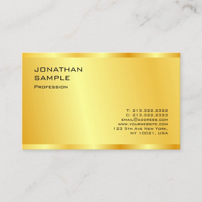 Tarjeta De Visita Personalizado Gold look elegante profesional moder (Anverso)