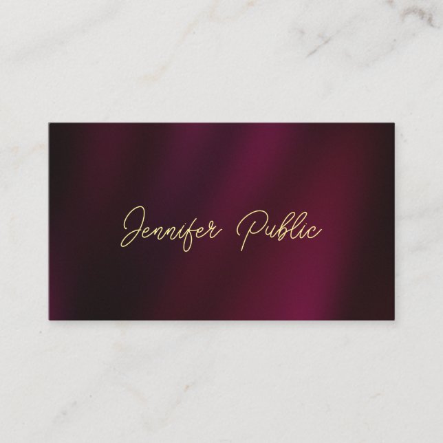 Tarjeta De Visita Personalizado Gold Nombre de texto Script Glossy d (Anverso)