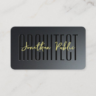 Tarjeta De Visita Personalizado Gold Text Script Arquitecto Negro y 