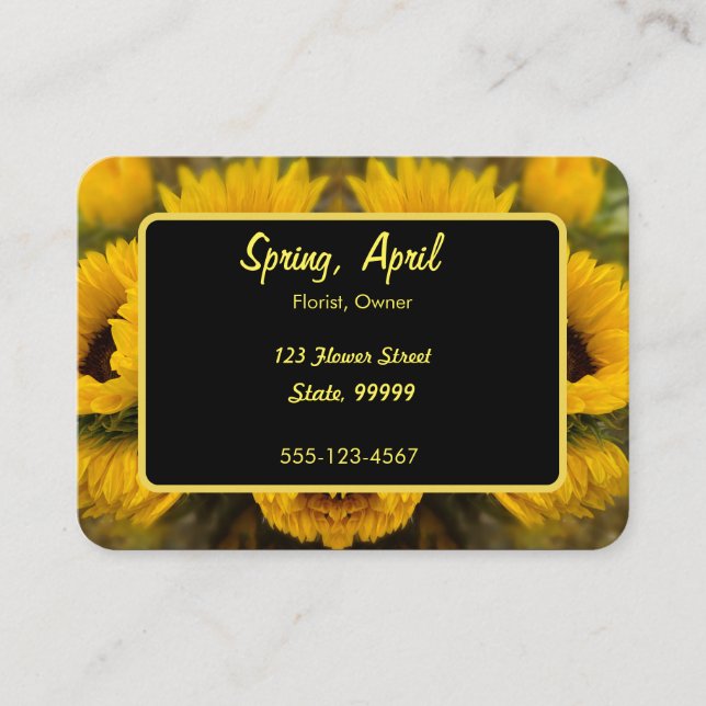 Tarjeta De Visita Personalizado Golden Sunflower cálido (Anverso)