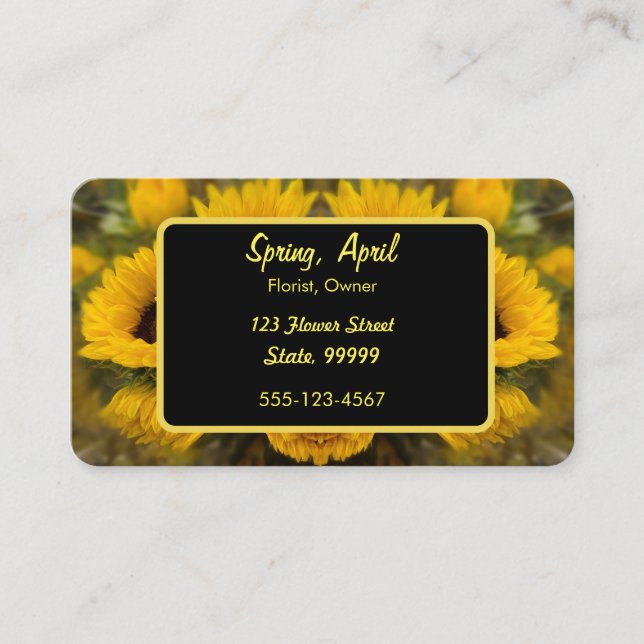 Tarjeta De Visita Personalizado Golden Sunflower cálido (Anverso)