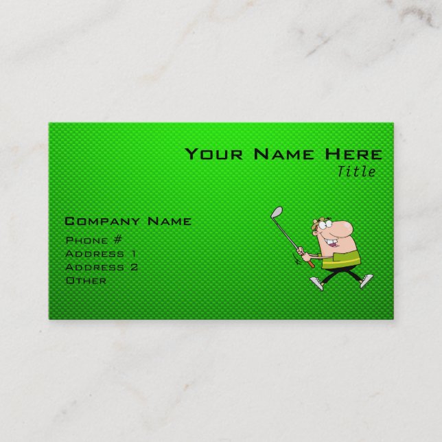 Tarjeta De Visita Personalizado Golfer; Verde (Anverso)