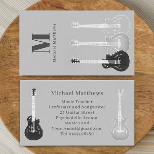 Tarjeta De Visita Personalizado Gray, profesor de guitarra