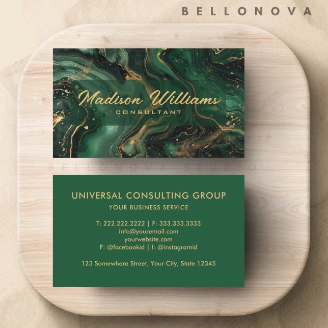 Tarjeta De Visita Personalizado Green Gold Black Gold Profesional (Custom Green Gold Black Gold Professional Business Card)