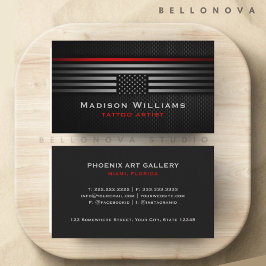 Tarjeta De Visita Personalizado Gris Negro Rojo Estados Unidos Bande