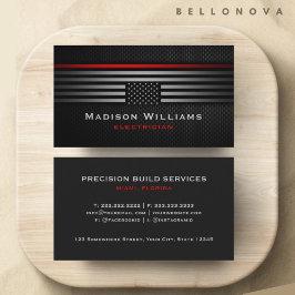 Tarjeta De Visita Personalizado Gris Negro Rojo Estados Unidos Bande