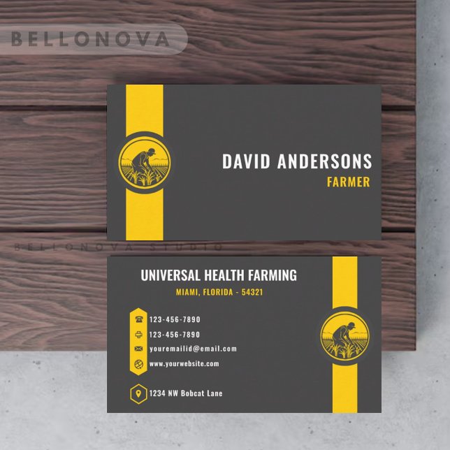 Tarjeta De Visita Personalizado gris oscuro amarillo negro creativo  (Custom Dark Grey Black Yellow Creative & Media Business Card)