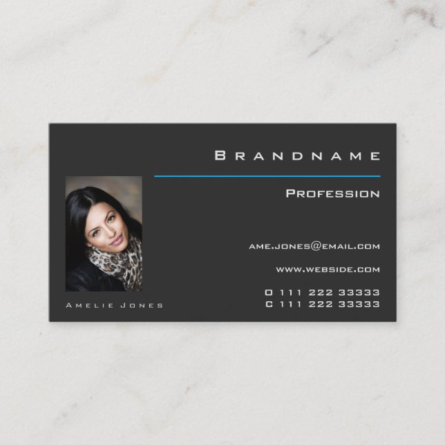 Tarjeta De Visita Personalizado gris oscuro clásico - Profesional de (Anverso)