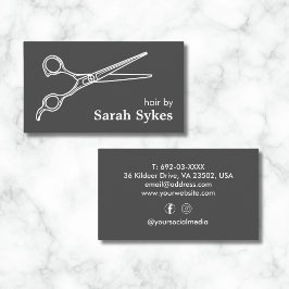 Tarjeta De Visita Personalizado gris oscuro de las tijeras estilista