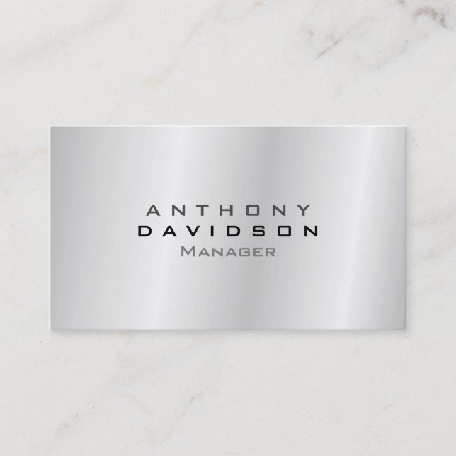 Tarjeta De Visita Personalizado gris plateado de moda hecho profesio (Anverso)