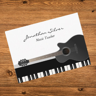 Tarjeta De Visita Personalizado Guitarra Acústica Piano Keys Maestro