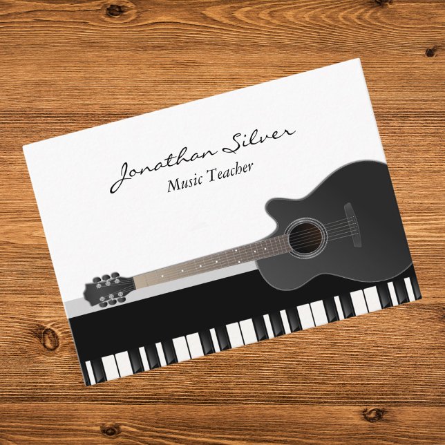 Tarjeta De Visita Personalizado Guitarra Acústica Piano Keys Maestro (Subido por el creador)
