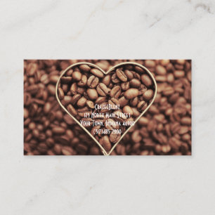 Tarjeta De Visita Personalizado Heart Beans Coffee Shop & Punch