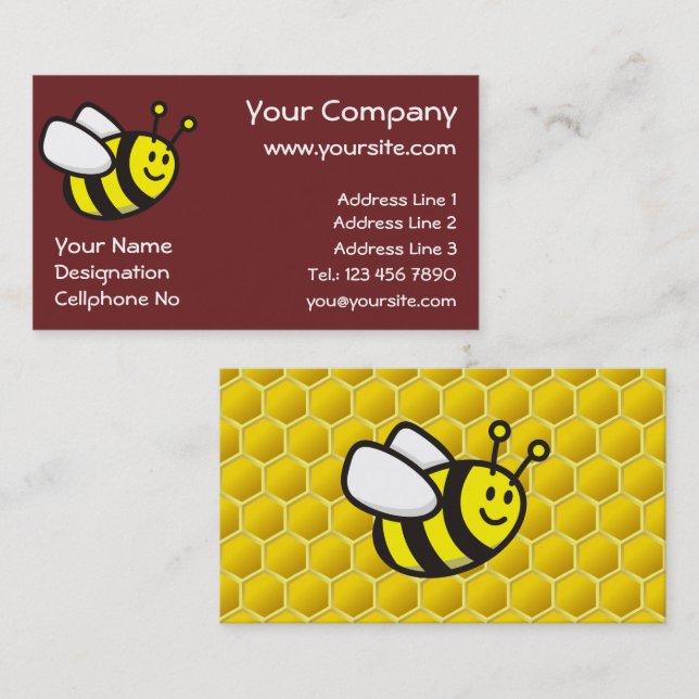 Tarjeta De Visita Personalizado Honeybee (Anverso / Reverso)