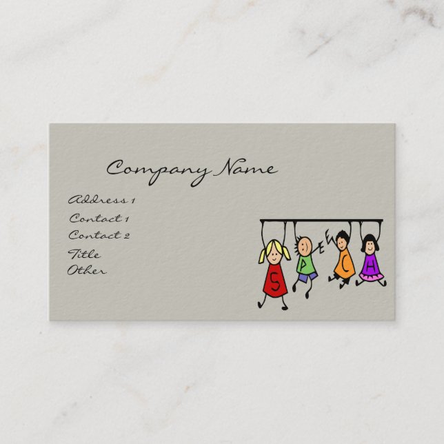 Tarjeta De Visita Personalizado Infantil Infantil Con Palabras De Di (Anverso)