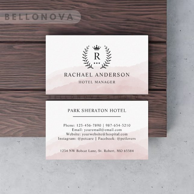 Tarjeta De Visita Personalizado inicial y blanco rosado negro monogr (Custom Initial & White Black Pink Monogrammed Business Card)