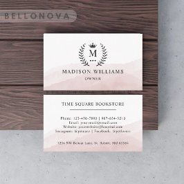 Tarjeta De Visita Personalizado inicial y nombre blanco rosado negro