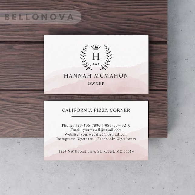 Tarjeta De Visita Personalizado Inicial Y Nombre Negro Y Oro Monogra (Custom Initial & Name Black And Gold Monogrammed Business Card)