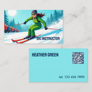 Tarjeta De Visita Personalizado Instructor de esquí QR