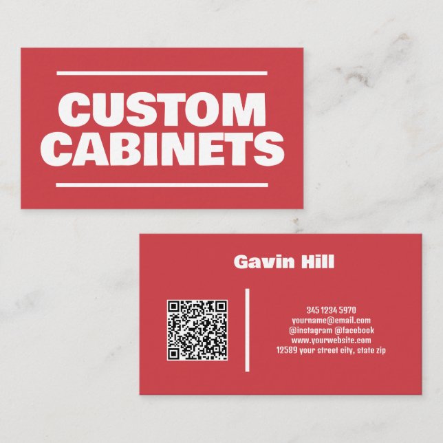 Tarjeta De Visita Personalizado Kitchen Cabinets QR (Anverso / Reverso)
