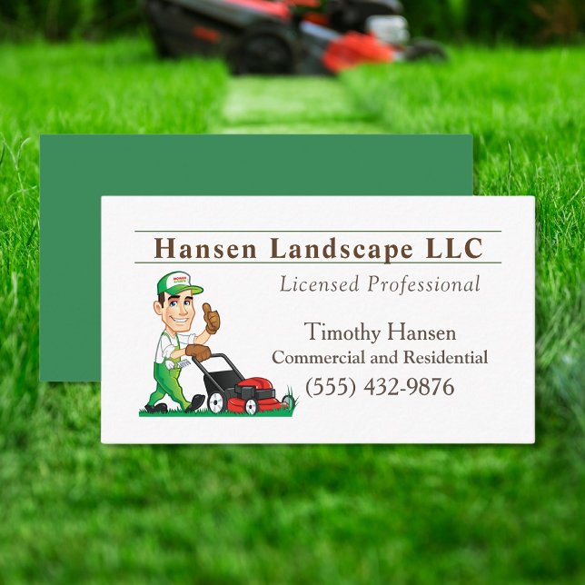 Tarjeta De Visita Personalizado Lawn Mowing Guy Landscaping Yard (Subido por el creador)