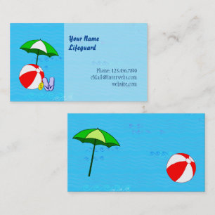 Tarjeta De Visita Personalizado Lifeguard Beach Ball Pool Plantilla 
