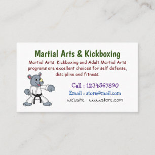 Tarjeta De Visita Personalizado lindo rhino kung fu personalizado