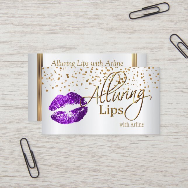 Tarjeta De Visita Personalizado - Litros Allting Gold Confetti & Pur (Anverso/Reverso In Situ)