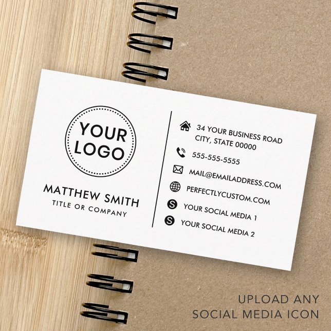Tarjeta De Visita Personalizado logo sitio web medios sociales moder (Custom logo website social media modern minimal business card)