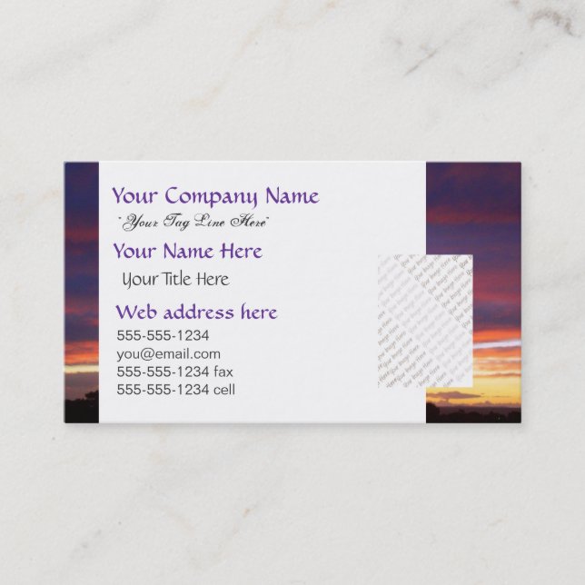 Tarjeta De Visita personalizado luminoso de la puesta del sol (Anverso)