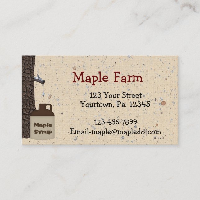 Tarjeta de visita personalizado Maple Syrup (Anverso)